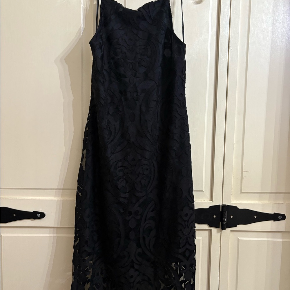 Spaghetti Strapped Black Dress with lace overlay